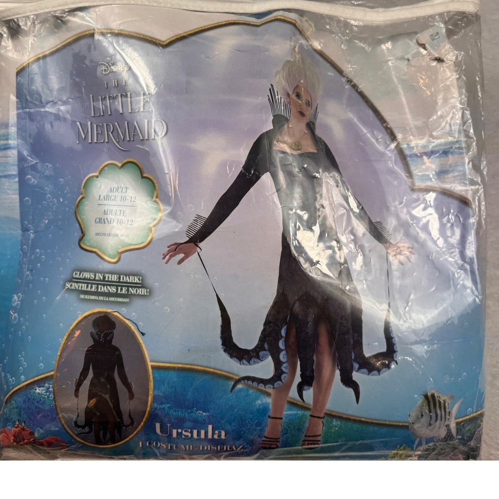 Disney The Little Mermaid Ursula Costume Adult Large 10-12 Glow In The Dark